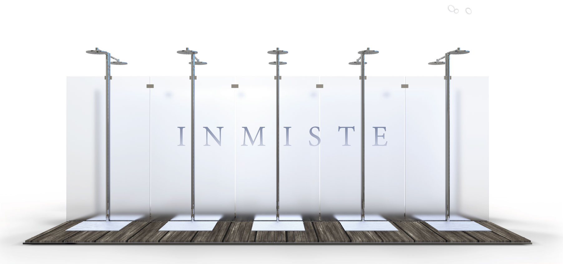 Návrh s názvom IN MISTE od Patrika Křížka na tému TEAM MATE – kúpeľňa pre hromadné sprchovanie. Vo večerných hodinách sa sprchujúci orientujú pomocou podsvietených sklenených tabúľ.