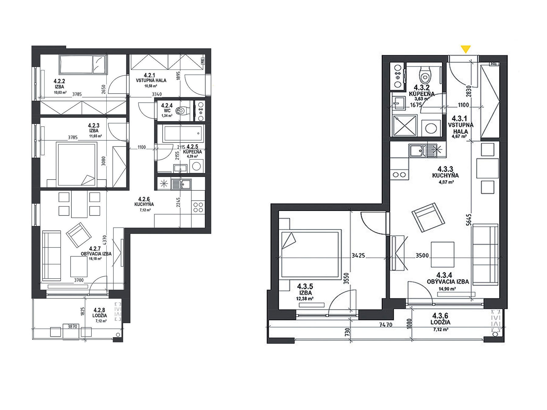 Dispozície sú priestorovo úsporné, využívajú každý centimeter.