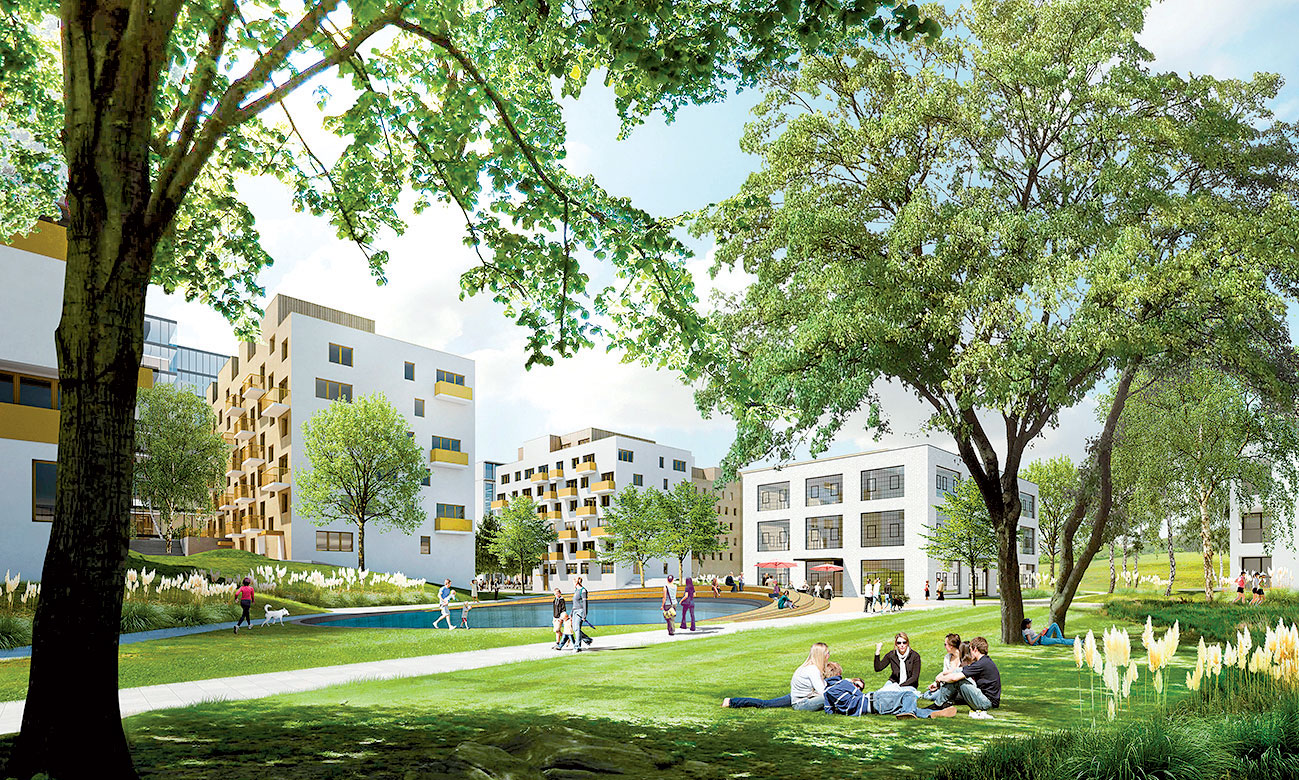 Projekt Waltrovka v Prahe počíta so 700 bytmi, uprostred sa vinie park.