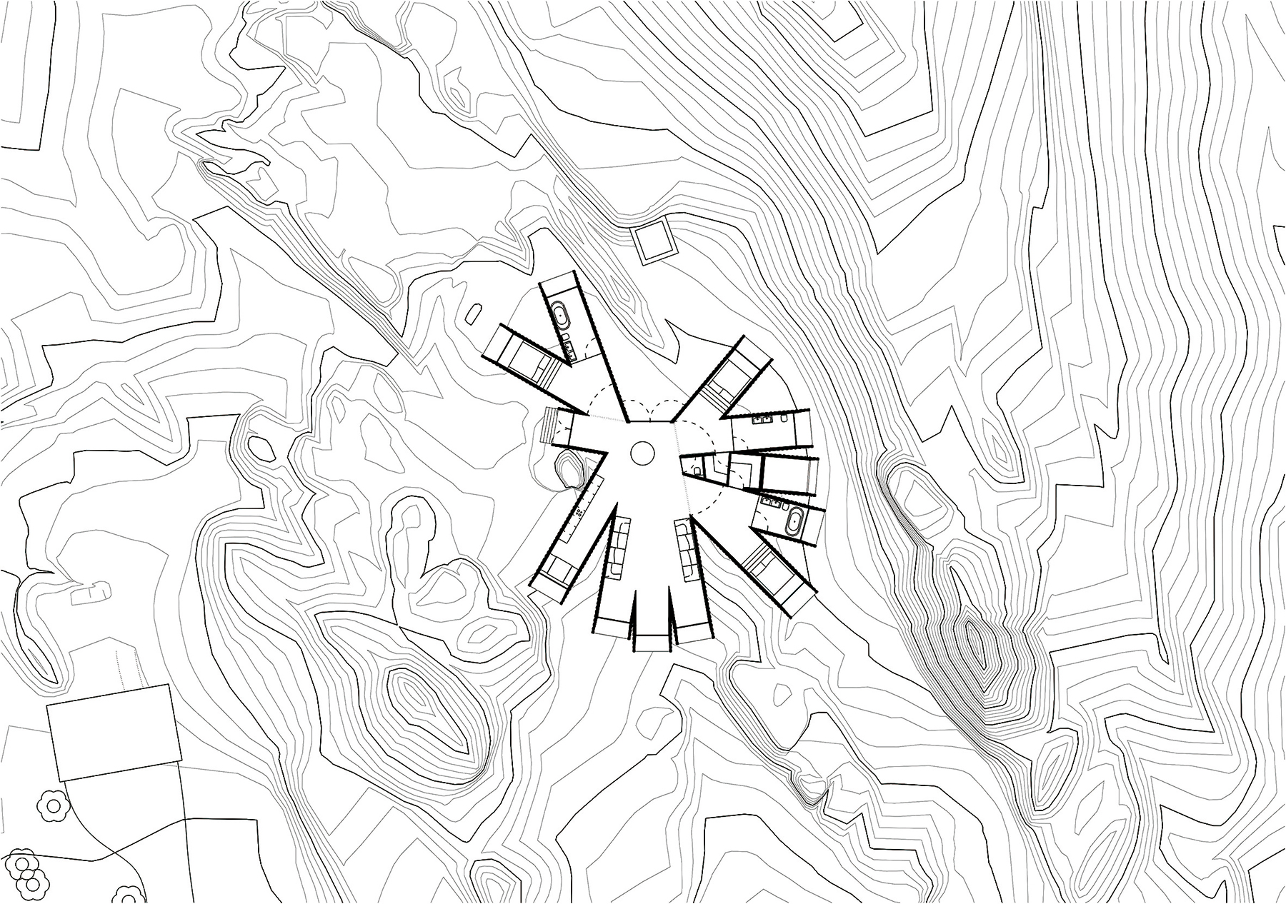 V chate nájdete tri spálne, tri kúpeľne, kuchyňu, obývaciu izbu a zázemie.