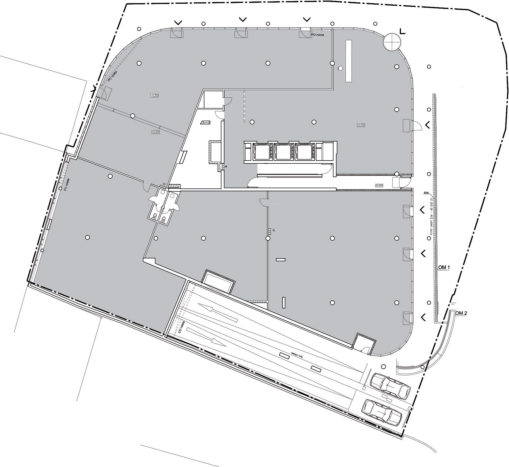 Pôdorys prízemia s komerčnými jednotkami