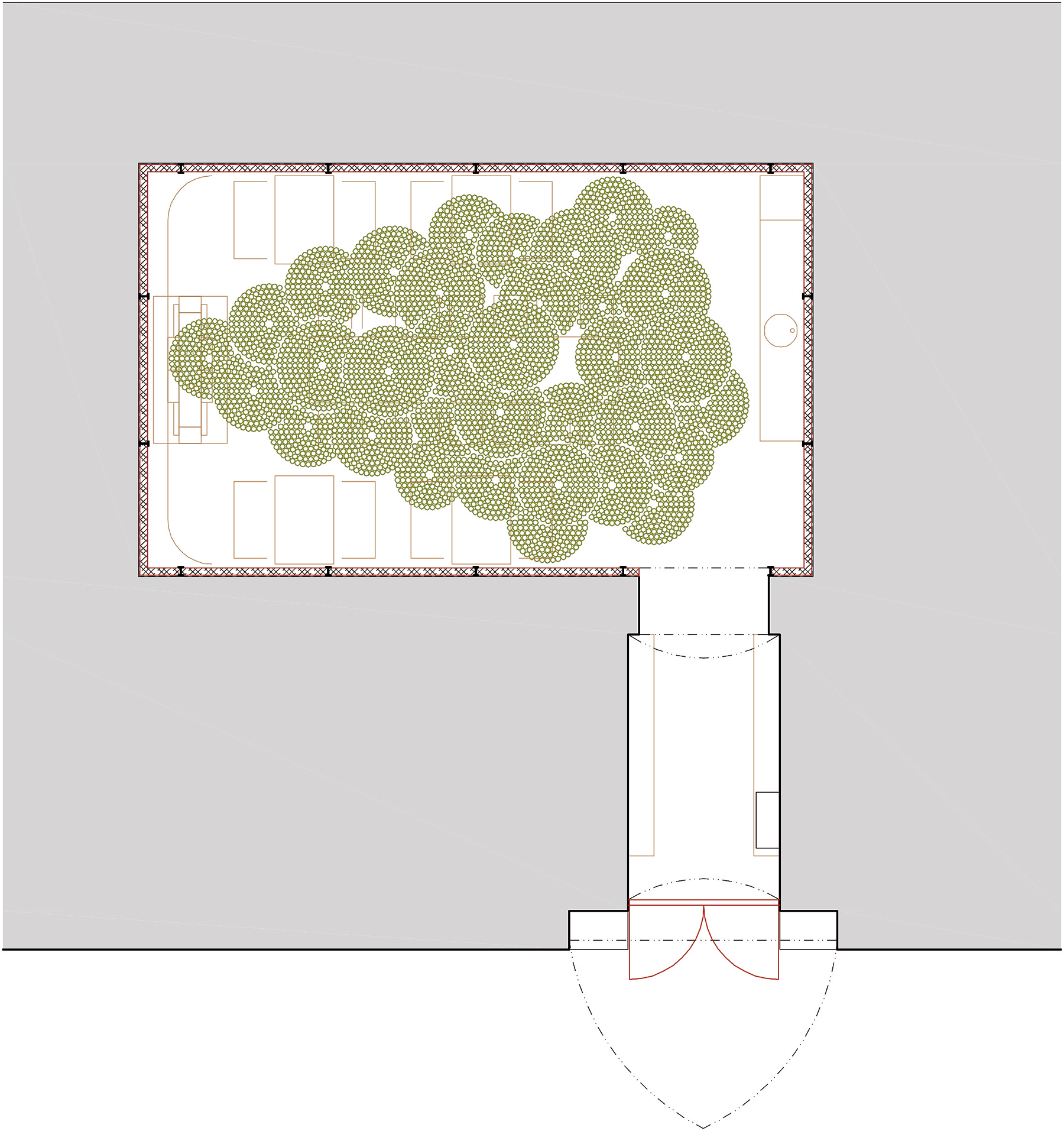 Pôdorys fľašového podhľadu s motívom strapca