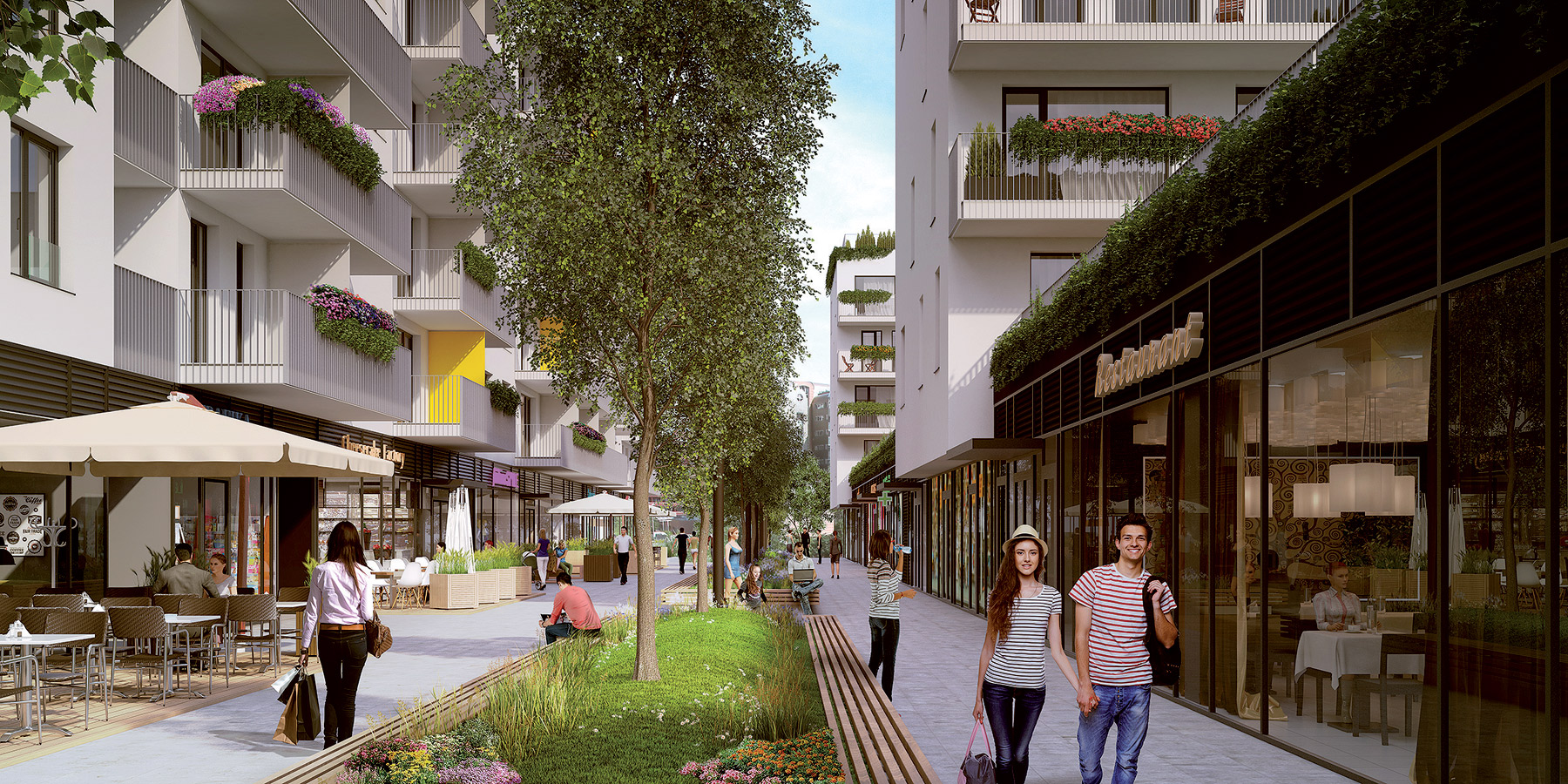 Bulvár s prevádzkami vybavenosti