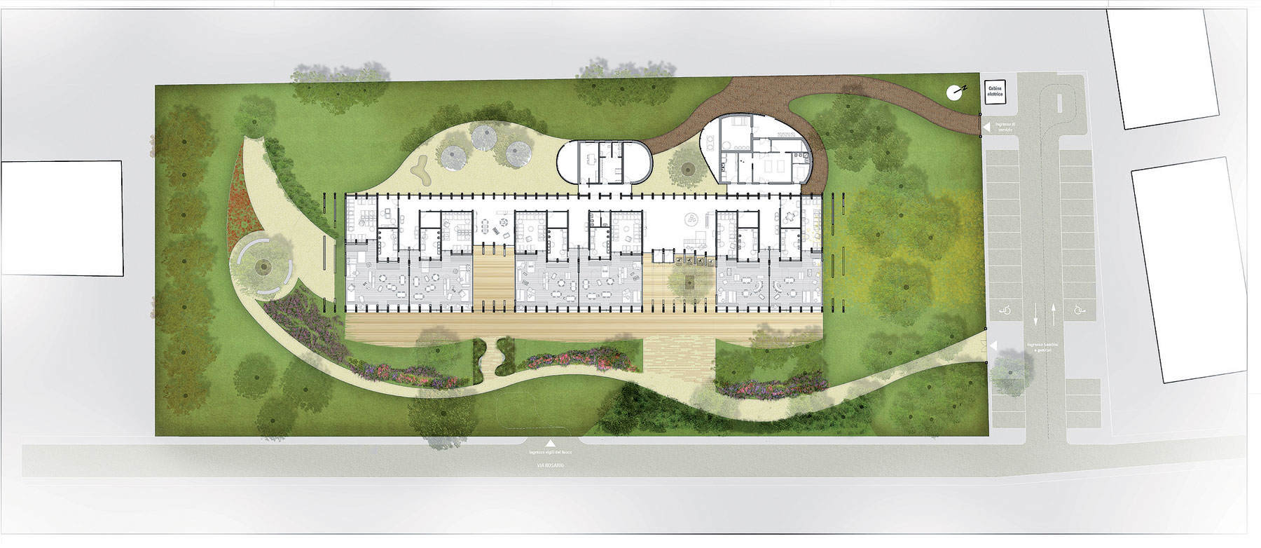 Umiestnenie škôlky v areáli so záhradou.