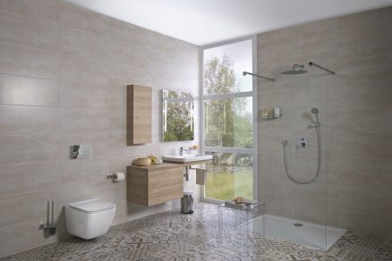 1706 Popis WC Pure Dlazba SICILY Beige 45×45. Obklad MELBOURNE Beige 31×61