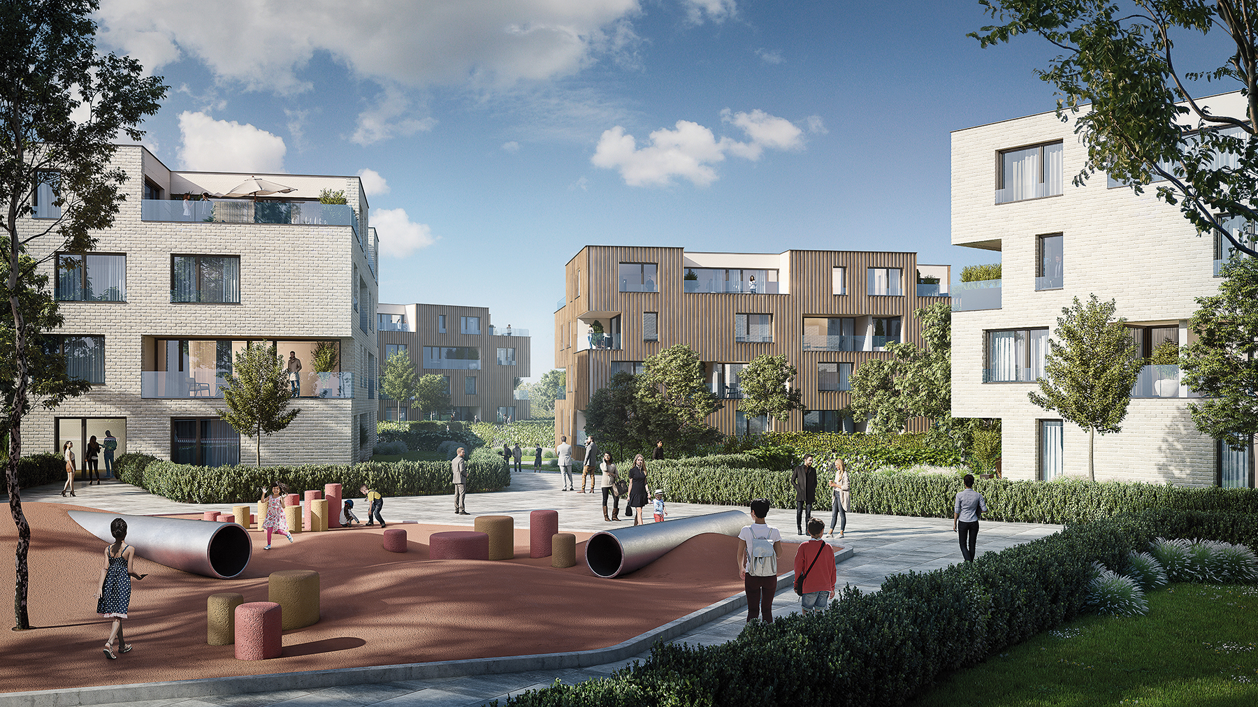 Verejný priestor pri medzigeneračnom centre.