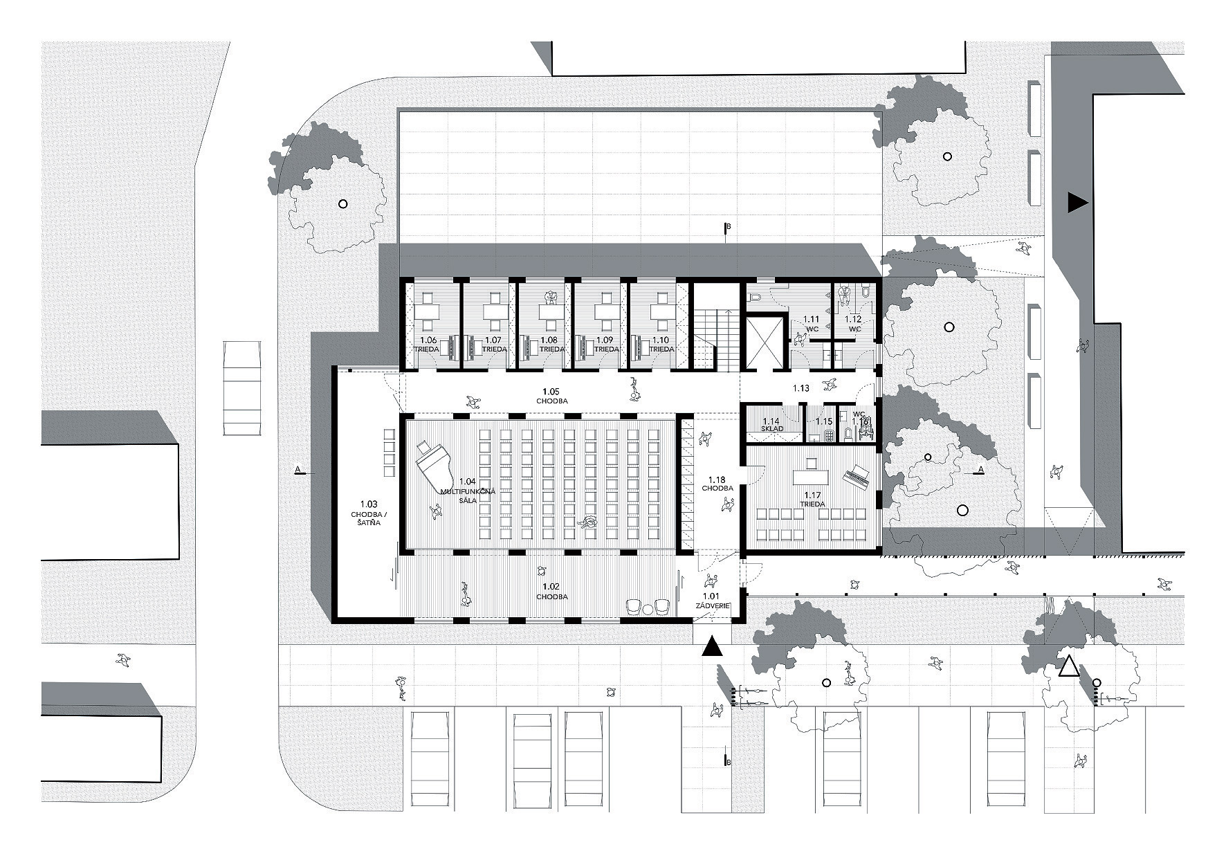 Sála bude slúžiť aj ako rozptylový priestor pre žiakov umeleckej školy.