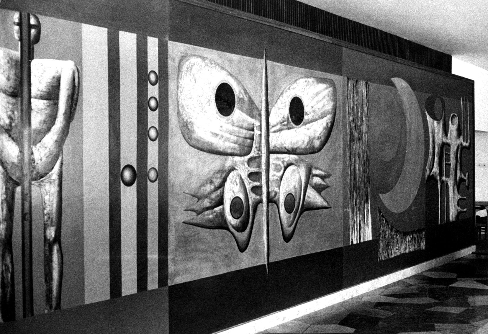 Rudolf Krivoš: Človek a životné prostredie, Liečebný dom Helios, Štrbské Pleso, 1976, zničené