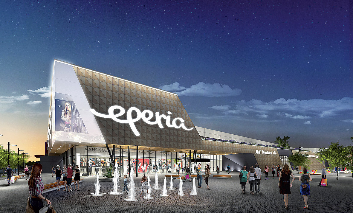 EPERIA Shopping Mall, Prešov Výstavba: jún 2016 – jeseň 2017 Projekt prinesie renomované módne značky, nový kulinársky a reštauračný koncept.