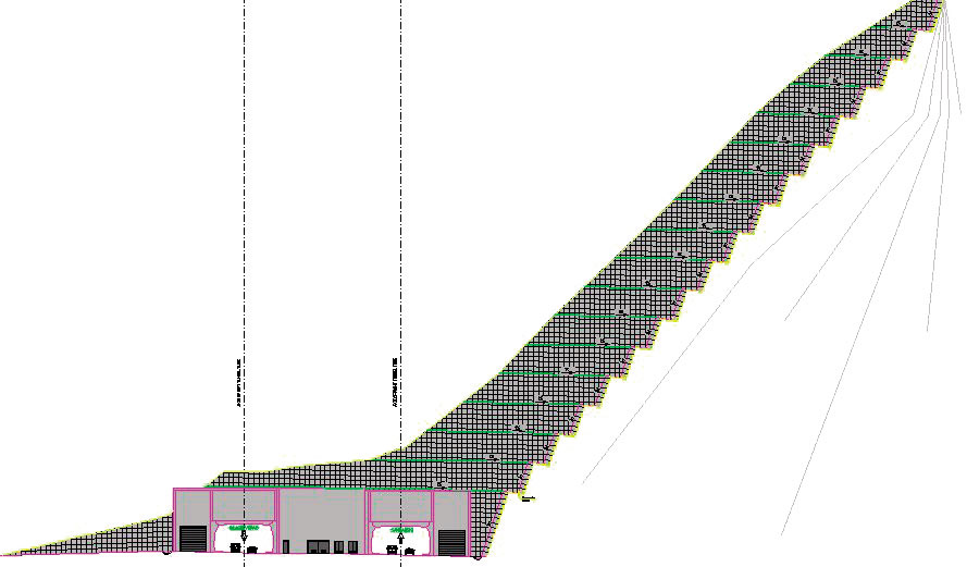 Obr. 3 Návrh severného portálu tunela Kresna – zárez s výškou približne 80 m