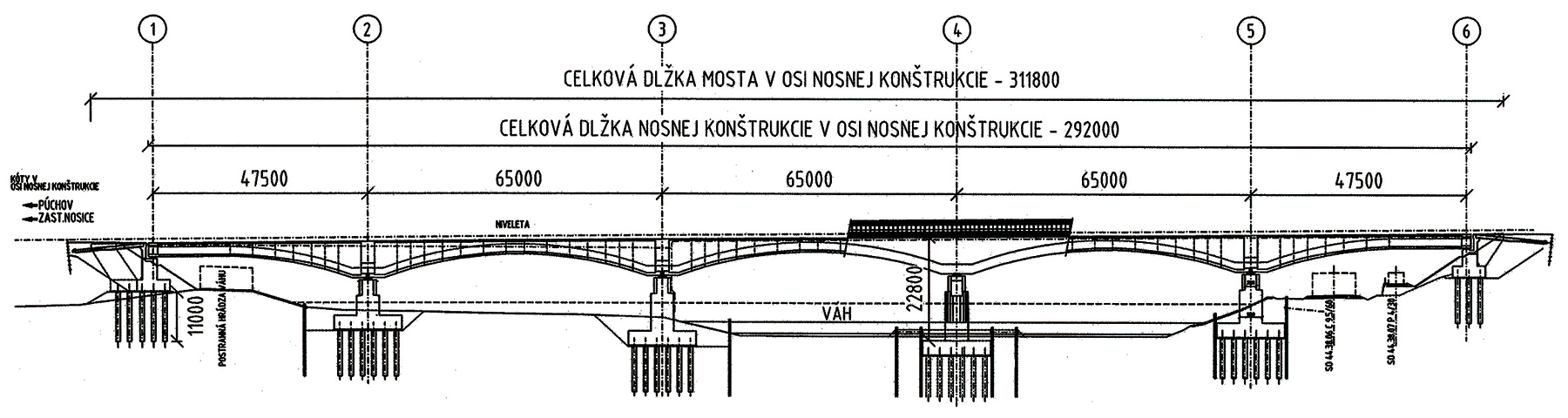 Pozdĺžny rez mostom