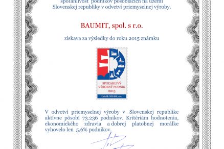 Znamka Spolahlivy vyrobny podnik slovencina 31368956 BAUMIT spol. s r.o