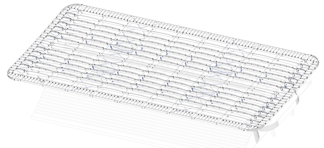 Axonometria drevenej konštrukcie zastrešenia